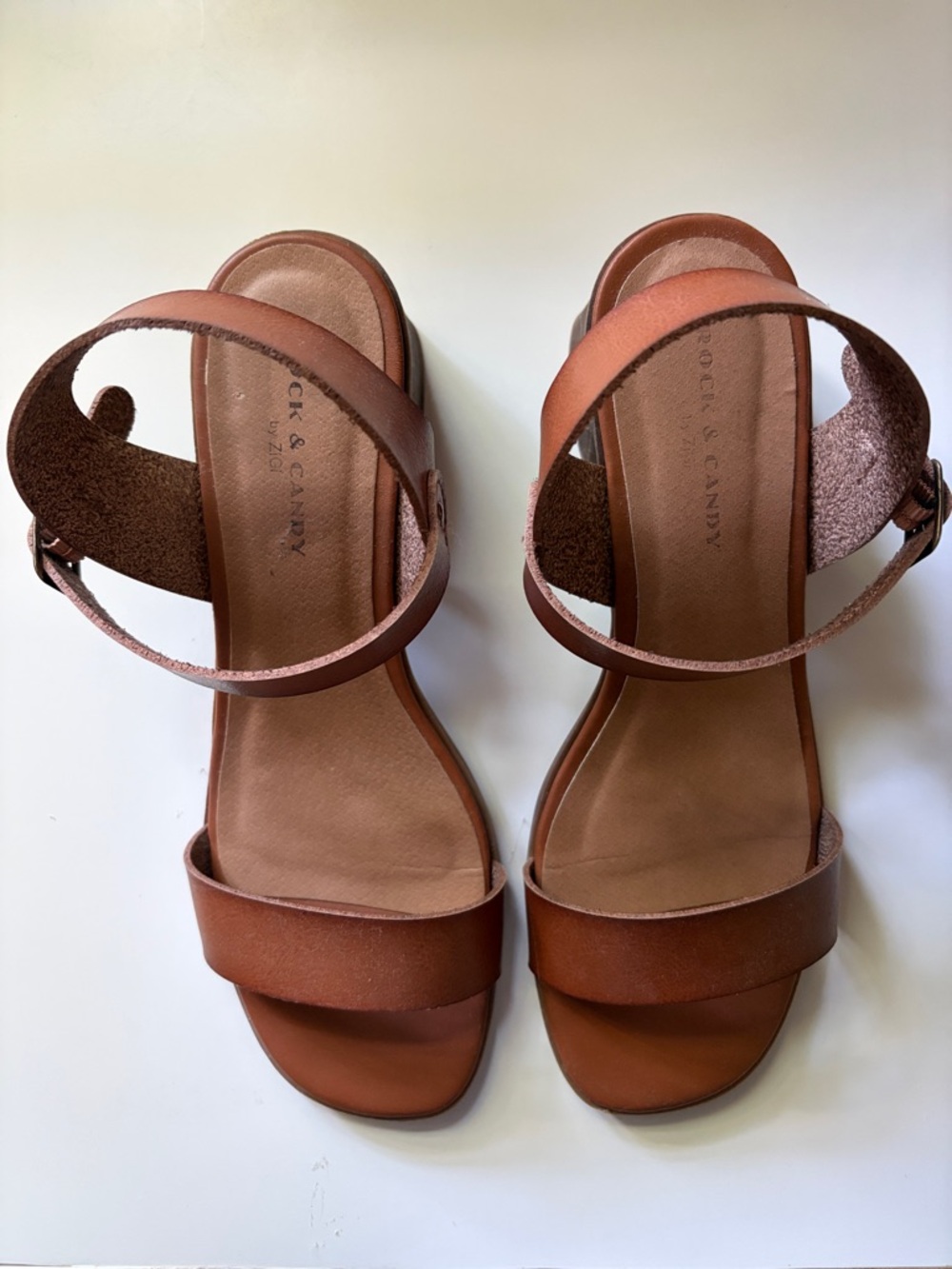 Brown Block Heel Strappy Sandals by Rock & Candy by ZiGi - Picture 3 of 8